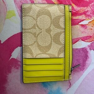 Coach Yellow and Gold Card Holder
